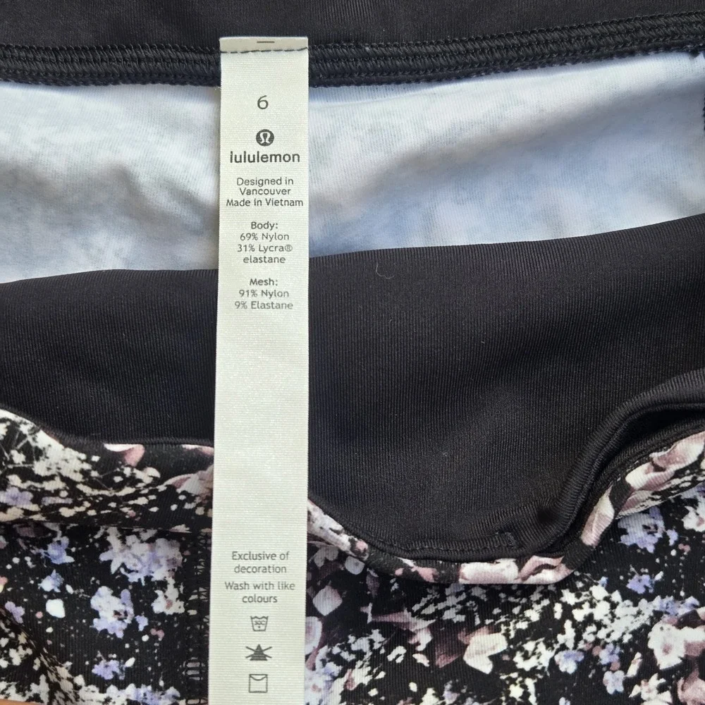 Lululemon Leggings Women's Size 6 Floral Pace Rival Crop